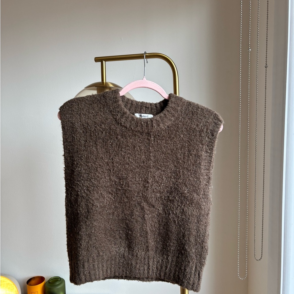 Madewell Chocolate Brown Bouclé Sweater Vest